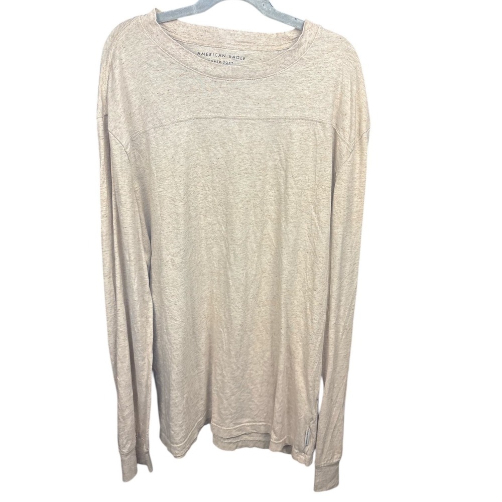 American Eagle‎ Heather Gray Small Sueded Jersey T-Shirt Boxy Long Sleeve Soft S